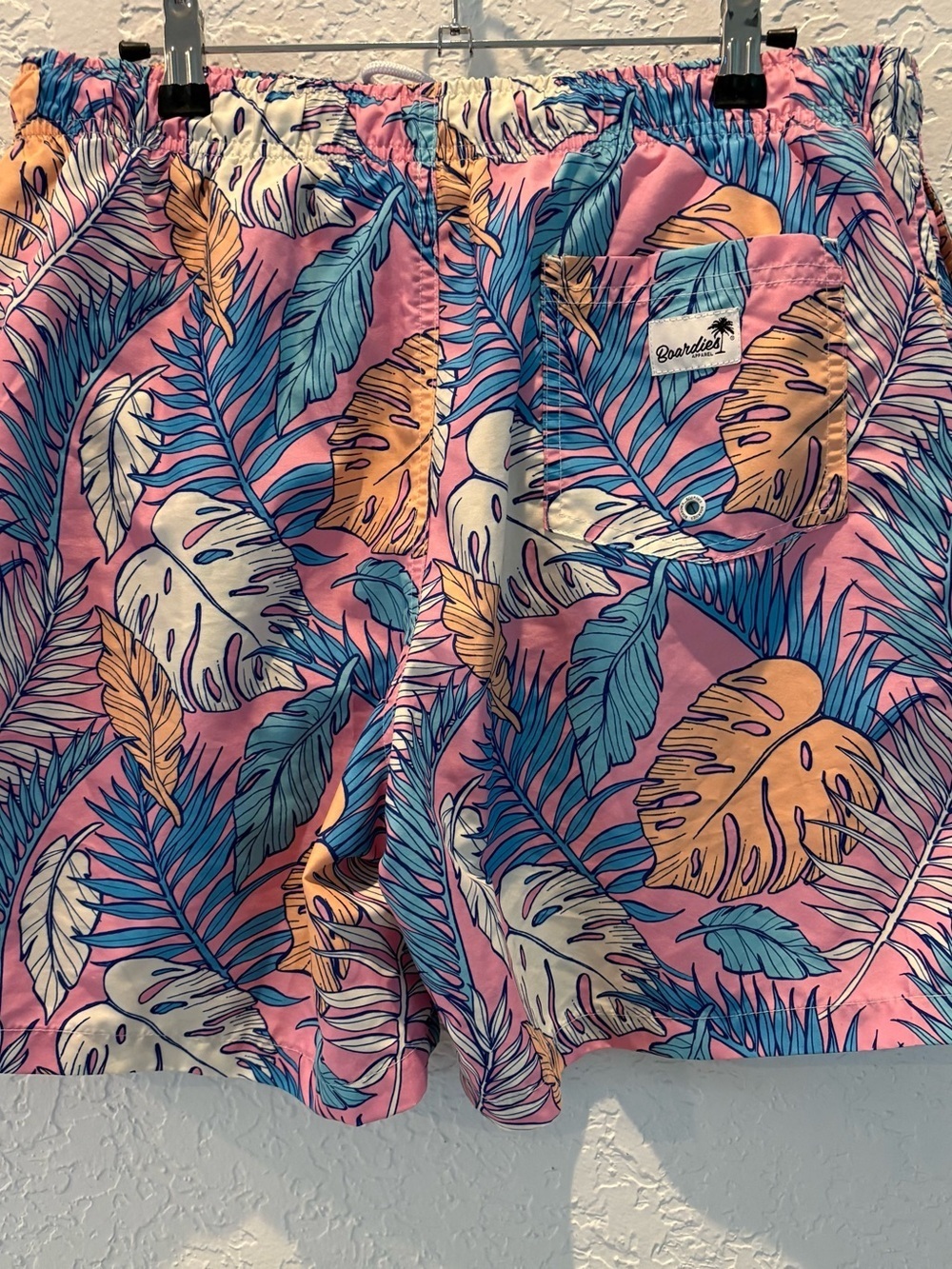 Men's Tropical Print Swim Trunks - Pink Multi - Picture 4 of 6